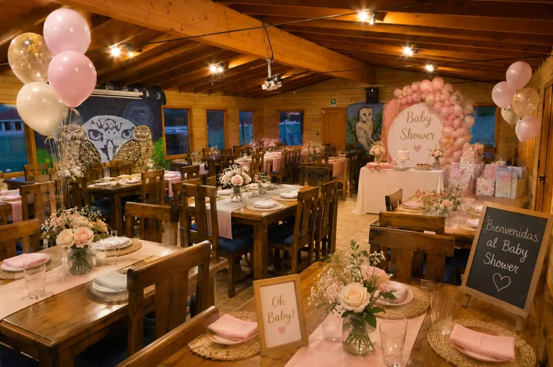 Salón de eventos montado para una celebración